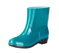 Women Mid-Cut Anti-Slip Waterproof Rain Boots With Chunky Heels Durable Garden Wellies, Fishing, Dog Walking, Farming - Non-Slip Rubber Footwear Size 4-6 (Blue,5)