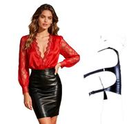 Women Mini Skirt Slave Spanking Skirt Open Hip Bondage Fetish Lingerie Erotic Sexy Dress, Sex Toys Waist Sizes from 22" to 36" (Black)