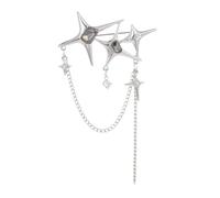 Women Mother Meat Pin Four Pointed Star Chain Blouse Pin Crystal Badge Jewelry Personality Punk Brooch Women