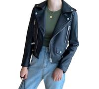 Women Motorcycle Real Sheepskin Jacket Winter Zipper Short Genuine Leather Jackets