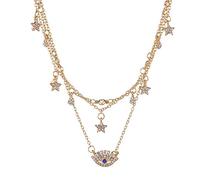 Women Multi-Layered Star Eye Pendant Alloy Choker Necklace Durable Service