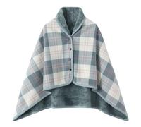 Women Multiway Plaid Poncho Shawl Wrap Fleece Wearable Blanket Ultra Soft Sherpa Flannel Cape Checkered Fluffy Fleece Pajama Winter Warm Sleepwear Thickened Plush Home Wear Comfy Wraps