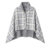 Women Multiway Plaid Poncho Shawl Wrap Fleece Wearable Blanket Ultra Soft Sherpa Flannel Cape Checkered Fluffy Fleece Pajama Winter Warm Sleepwear Thickened Plush Home Wear Comfy Wraps