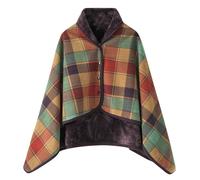 Women Multiway Plaid Poncho Shawl Wrap Fleeced Wearable Blanket Button Shawl Ponchos Cozy Shawls Winter Wraps For Women Warm Plaid Blanket Cape Thick Scarf Shoulder Warmer for Gift (Multicolour-C, M)