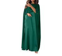 Women Muslim Abaya Dress One Piece Loose Crewneck Batwing Sleeve Long Dress Chiffon Overall Thobe Moroccan Arab Robe One-Piece Long Sleeve Islamic Prayer Dress Turkey Islamic Middle East Dubai Dress