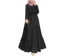 Women Muslim Crayer Burqa Dress Casual Islamic Dress Muslims Abaya Dresses Long Sleeve Hijab Khimar Skirt Long Lightweight Summer Beach Swing Maxi Dress Summer Dresses for Women UK Prayer Dress Black