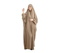 Women Muslim Dress Prayer Abaya Islamic Robe Maxi African Kaftan Islam Dubai Turkey Full Length Dress with Hijab Khaki