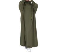 Women Muslim Robe Abaya Dress Kaftan Dubai Modest Turkey Prayer Clothes Casual Eid with Hijab ArmyGreen