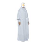 Women Muslim Robe Abaya Dress Kaftan Dubai Modest Turkey Prayer Clothes Casual Eid with Hijab White