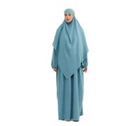 Women Muslim Sets Prayer Jilbab Two Pieces Sets Full Sleeve Long Loose Maxi Dresses and Hijab Headscarf Light En8 2