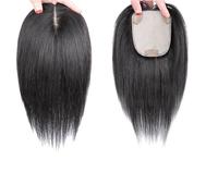 Women Natural Black Hairpieces,100% Real Human Hair Topper, 10 X 12cm Silk Base Clip In Wigs For Slight Hair Loss/Thinning Hair/Gray Hair(10 inch)