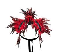 Women' Natural Feather Cape Shawl Gothic Shrug Poncho Collar Halloween Cosplay Swan Wings Accessories Costume (A-Red, One Size)