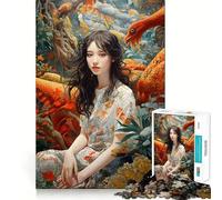 Women Nature Chinese Art Teenagers 1000 Pieces Puzzle Memory Fun Game Clean Cut Sturdy Components Portable Travel Friendly Fun Game (38x26cm)