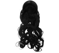 Women Navy Hat Wig One-piece Long Curly Black Hairpiece