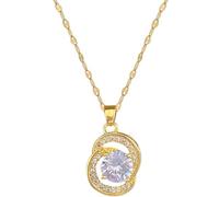 women necklace pendant Classic Personality Hollow Double Circle Stainless Steel Micro setting Necklace Fashionable Temperament Dinner Clavicle Chain unisex