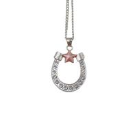women necklace pendant Classic Retro Pink Five pointed Star Necklace Exquisite and Lovely White Accessories Horseshoe shaped Personalized Clavicle Chai unisex