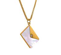 women necklace pendant Fashion Envelope Natural Shell Pendant Stainless Steel Chic Necklace for Women Stylish 18K PVD Plated Jewelry Bijoux unisex Gifts