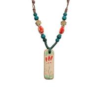 women necklace pendant Handmade Vintage Ceramic Necklace Retro craft pottery Ethnic Style Chinese Pendant Unique Women's Accessory unisex Gifts