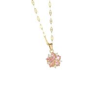women necklace pendant Korean version lip chain pink cherry blossom necklace Mori style snowflake clavicle chain for women necklace accessory unisex Gifts