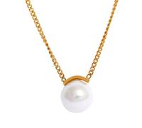 women necklace pendant Minimalist Shell Pearl 10mm Ball Pendant Stainless Steel Link Chain Necklace Ladies Trendy Fashion Jewelry unisex Gifts
