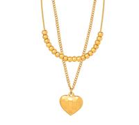 women necklace pendant Stainless Steel Bead Checkered Heart shaped Double Pendant Necklace Peculiar Design Personality Girl Accessories Friends unisex