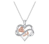 Women Necklace Set Dainty Necklace for Women Rose Love Necklace Flower Heart Zircon Necklaces Chain Jewelry For Women Girls Heart Pendant Necklace Heart Jewelry Necklace Chains for (Silver, One Size)