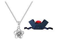 Women Necklace Sterling Flower Pendant Five Petal Flower Necklace Inlaid With Gems Romantic Gift The Best Gift for Girlfriend Pendant Necklaces (Color : A)