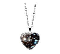 Women Necklace Womens Pendant Necklace Long Heart Pendant Universe Double Planet Necklace Sided System Glass Accessory Pendant Necklace for Women Sister Necklace (Multicolor4, One Size)