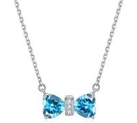 Women Necklaces 925 Sterling Silver Bow Pendant Cubic Zirconia Twelve Constellations Birthstone Jewellery for Girls