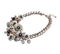Women Necklaces Pendants for Easter Days Women Floral Chain Crystal Statement Bib Big Chunky Necklace Collar Fashion Jewelry Custom Necklaces Picture (White, One Size)