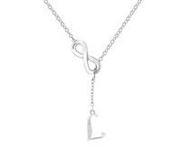 Women Necklaces Pendants for St Patrck Day 8 Shaped Tassel Silver Initial Necklace For Women Silver Necklaces For Women A Z 26 Alphabet Initial Necklaces For Teen Girls Jewelry Padlock (L, One Size)