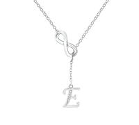Women Necklaces Pendants for St Patrck Day 8 Shaped Tassel Silver Initial Necklace For Women Silver Necklaces For Women A Z 26 Alphabet Initial Necklaces For Teen Girls Jewelry Padlock (E, One Size)