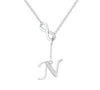 Women Necklaces Pendants for St Patrck Day 8 Shaped Tassel Silver Initial Necklace For Women Silver Necklaces For Women A Z 26 Alphabet Initial Necklaces For Teen Girls Jewelry Padlock (N, One Size)
