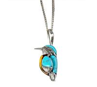 Women Necklaces Pendants for St Patrck Day Nature Vintage And Americans Turquoise Bird Silver Necklace Bird European Style Necklaces & Pendants V Necklace for Girls (A, One Size)