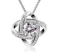 Women Necklaces Sterling Silver, 925 Sterling Silver Birthday Necklace, 5A Cubic Zirconia Pendant Gemini Necklace, for Wife, Mom, Girlfriend, Daughter, Friend - Gift Box(45.1)