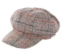 Women Newsboy Baker Boy Cap Warm Thick Plaid Peaked Beret Cabbie Sun Artist Hat Light Khaki