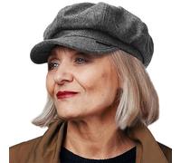 Women Newsboy Cap Vintage Wool French Beret Hats Cabbie Visor Octagonal Cap (Grey)