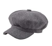 Women Newsboy Hats, Ladies Warm Wool Visor Beret Caps for Cabbie or Painter Outdoor in Spring Autumn Winter GB-W-N-H-1 (Dark Gray)