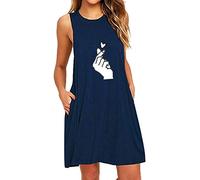 Women Nightdress Summer Sleeveless Tank T Shirt Dresses Sale Loose Casual Midi Dress Plus Size Loungwaer Pajamas with Pockets Ladies Dresses Lounge Wear Loose Comfy Sleepwear Nightshirt UK Clearance