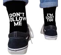 Women Novelty Funny Cool Tube Crew Socks Don't Follow Me I'm Lost Too