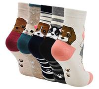 Women Novelty Socks Cotton Funny Animal Socks Cute Dogs Cats Pattern Colourful Crazy Socks for Birthday Christmas Anniversary,5 Pairs,4-9,Puppy
