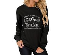 Women Nursing Sweatshirts for Breastfeeding Zip Nursing Friendly Maternity Sweater Mama's Daily Farm Fresh Milk Pullover Tops, Black, S