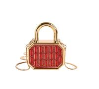 Women Nylon Clutch Bag Lightweight & Portable Crossbody Bag with Detachable Strap Top Handle Bag Diamond Inlaid for Gift Commute Daily Casual Matching (Red)