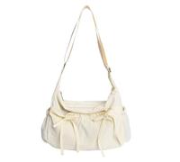 Women Nylon Pleated Crossbody Bag Large Capacity Multiple Pockets Sling Pouch Lightweight Sweet Pleated Bow Hobo Bags Commute Working Shoulder Bags (Yellow 310 * 220 * 120)