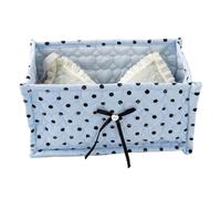 Women Nylon Polka Dot Desktop Storage Basket Large Capacity Makeup Organizer Bow Decoration Design Quilted Container Versatile for Little Items & Countertop Or Dresser (Rectangular Blue) (Style 2)