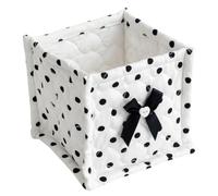 Women Nylon Polka Dot Desktop Storage Basket Large Capacity Makeup Organizer Bow Decoration Design Quilted Container Versatile for Little Items & Countertop Or Dresser (Square Black) (Style 8)