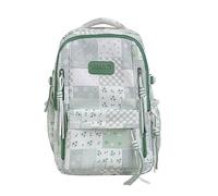 Women Nylon Star Versatile Lightweight Daypack Large Capacity Children School Bags Multiple Pockets Color Blocking for Shopping Travel Work-Green