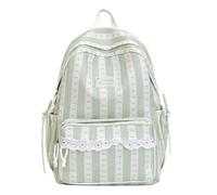 Women Nylon Sweet Bow Printed Knapsack with Computer Compartment | Generic Women Nylon Sweet Bow Printed Knapsack with Computer Compartment Cute Lace Trim Travel Bag Wide Shoulder Strap Lace