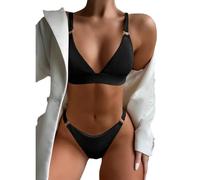 Women O-Ring String Bikinis Set Lady Solid Color Swimsuits 2 Pieces Swimwear Female High Cut Bathing Suit For Beachwear Women Solid Color Bathing Suit Ladies Two Pieces High Cut Swimsuit Beachwear
