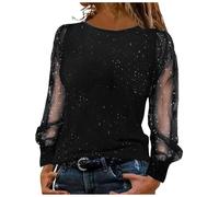 Women Off Shoulder Tops Plus Size Glitter Sequins Shirts Mesh Long Sleeve Print Patchwork Blouse Elegant Oversized T Shirts Casual Blouse Comfy Sparkle Long Sleeve Tops Shirt Blous e Print Cold